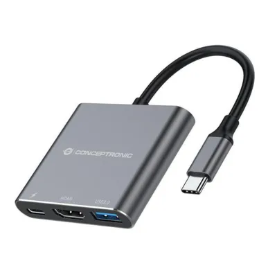 Hub USB-C Conceptronic DONN18G USB 3.0 HDMI 4K 100W Gris