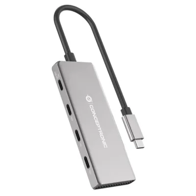 Hub USB Conceptronic HUBBIES16G USB-C 4 puertos Gris