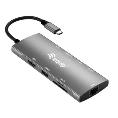 Hub USB-C Equip 9 en 1 HDMI 4K Ethernet USB 3.2 100W Gris