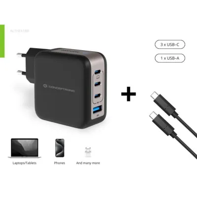 Cargador de pared Conceptronic ALTHEA18B USB-C USB-A Negro 100W
