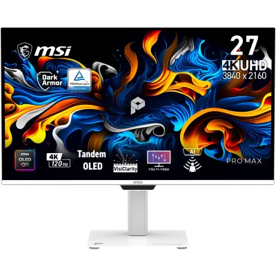 Monitor MSI Pro MAX 271UPXW12G 26.5" 4K UHD 3840x2160 OLED 120Hz DisplayPort USB-C 98W Blanco