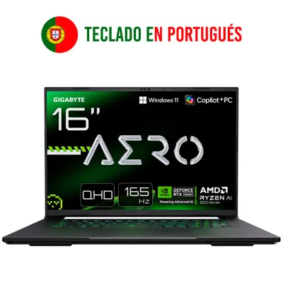 Portátil GIGABYTE AERO X16 16" AMD Ryzen AI 7 350 16GB 1TB SSD NVIDIA RTX 5060 Gris
