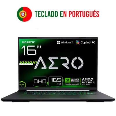 Portátil GIGABYTE AERO X16 16" AMD Ryzen AI 9 HX 370 32GB 2TB SSD NVIDIA RTX 5070 Gris