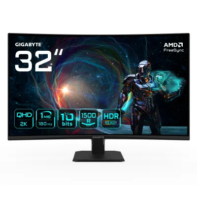 MONITOR GIGABYTE 32" GS32QCA,CURVO,VA,2560X1440 (QHD),0.27PP,3500:1,1MS,180HZ,2H