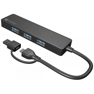 Hub USB NATEC Mayfly USB 3.2 Gen 1 Type-A Type-C Negro