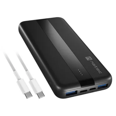 Batería externa Natec TREVI SLIM Q V2 USB-C USB-A Negro