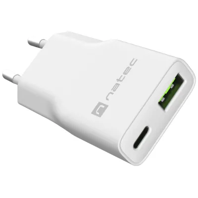 Cargador de pared Natec NUC-2376 USB-C USB-A Blanco 20W