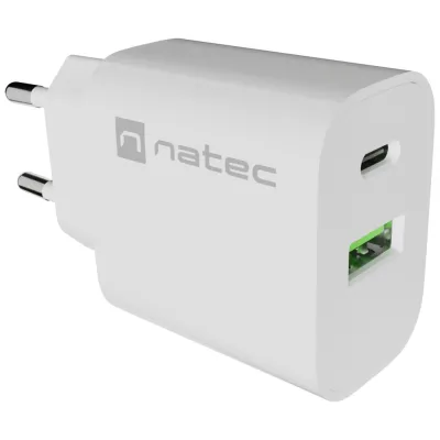 Cargador de pared Natec Ribera Universal USB-C USB-A Blanco 20W