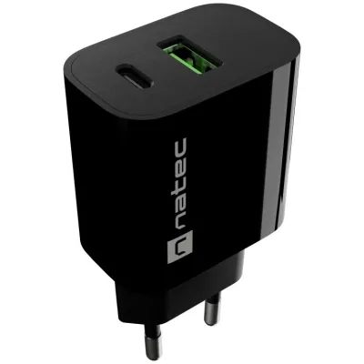 Cargador de pared Natec NUC-2397 USB-C USB-A Negro 20W