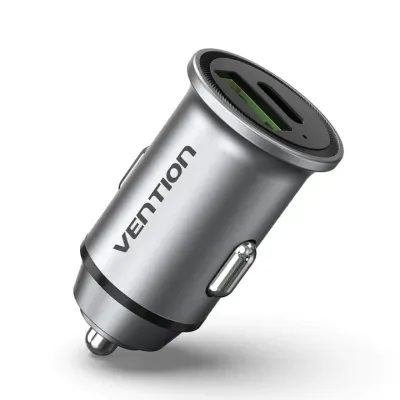 CARGADOR COCHE USB-A + USB-C 20W GRIS VENTION