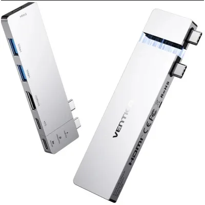 DOCKING STATION 5 PUERTOS USB-C HDMI 4K/2xUSB-A/USB-C PD/1xTHUNDER GRIS VENTION