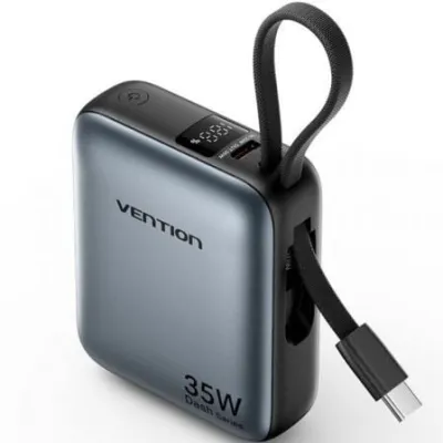 Batería externa Vention Power Bank 10000mAh 35W USB-C Gris (Cable USB-C)