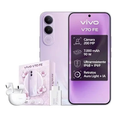Móvil Vivo V70 FE 6.83" MediaTek Dimensity 7360-Turbo 8GB 256GB Púrpura