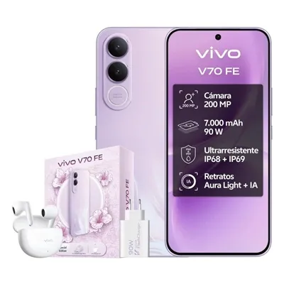 Móvil Vivo V70 FE 6.83" MediaTek Dimensity 7360-Turbo 8GB 512GB Púrpura