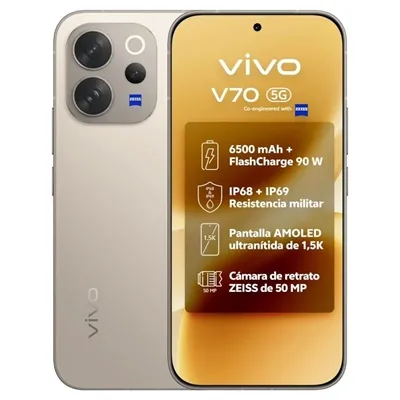 Móvil Vivo V70 5G 6.59" Snapdragon 7 Gen 4 8GB 512GB Gris