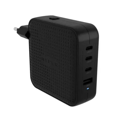 Cargador de pared Hyper HJ1002BKWWGL USB-C USB-A Negro 100W