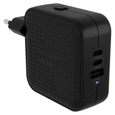 Cargador de pared Hyper HJ1003BKWWGL USB-C USB-A Negro 70W