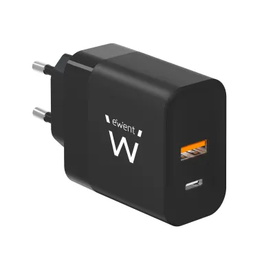 Cargador de pared Ewent EW1327 USB-C USB-A Negro 45W