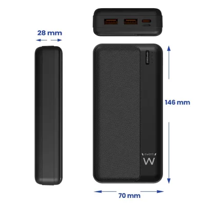 Batería externa Ewent EW1163 USB-C USB-A Negro 23W