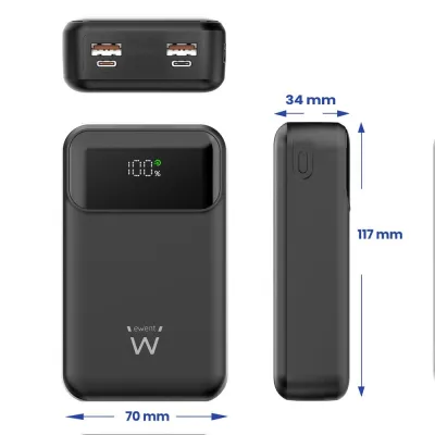 Batería externa Ewent EW1164 USB-C USB-A Negro 65W