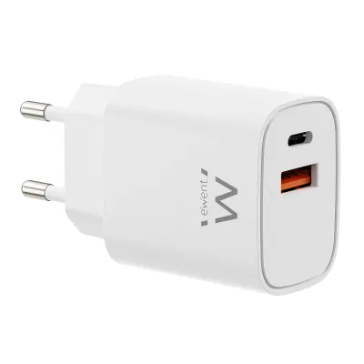 Cargador de pared Ewent EW1326 USB-C USB-A Blanco 30W