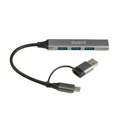 Hub USB EWENT EW1154 USB-C 4 puertos USB-A 3.2 Gen 1 Gris
