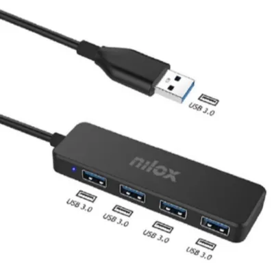 Hub Nilox 4 puertos USB 3.0 Negro