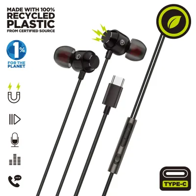 Auriculares Muvit M32 Intraurales con cable USB-C Negro