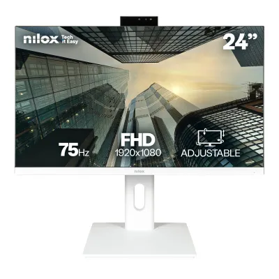 Monitor Nilox NXM24REGWEB01W 23.8" Full HD 75Hz IPS Altura ajustable Cámara web Negro