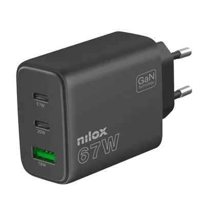 Cargador de pared Nilox NX65GANUSBC USB-C USB-A 67W