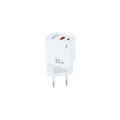 Cargador de pared Tooq TQWC-GANQCPD30WT USB-C USB-A Blanco
