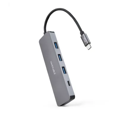Hub USB Nanocable USB-C 3xUSB 3.0 1xUSB-C Gris