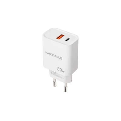Nanocable Cargador USB-C/PD+USB-A/QC 20W Blanco