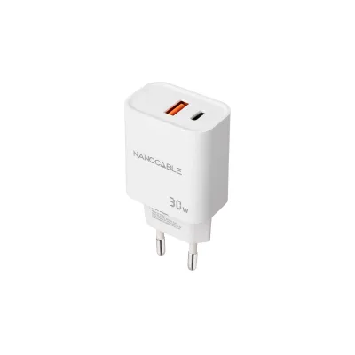Nanocable Cargador USB-C/PD+USB-A/QC 30W Blanco