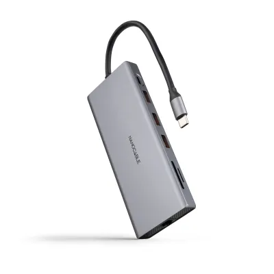 Hub USB NANOCABLE 12 en 1 USB-C HDMI DisplayPort RJ45 Gris