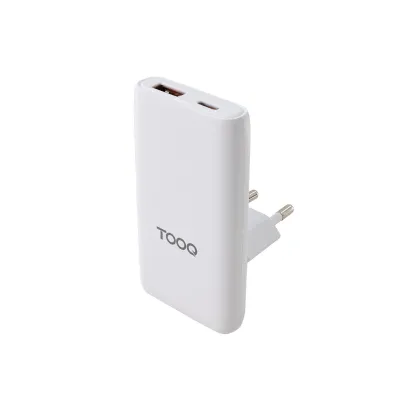 Cargador de pared Tooq TQWC-GANSL65W1A1C USB-C USB-A Blanco