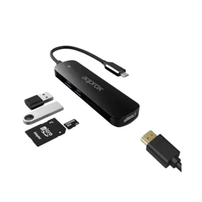 HUB 5 PUERTOS USB 3.0 TYPE C NEGRO APPROX