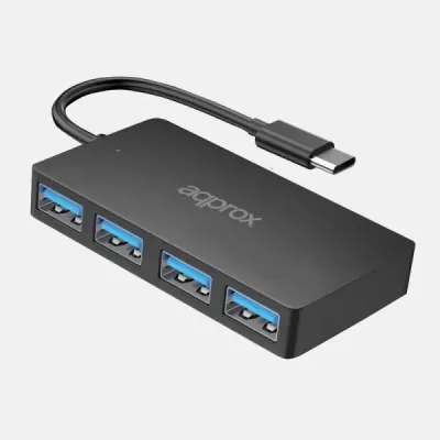 HUB 4 PUERTOS USB 3.0 A TYPE-C NEGRO APPROX