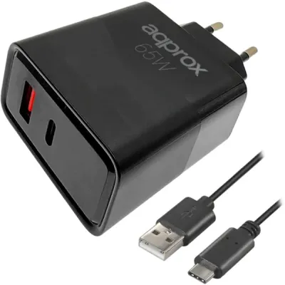 Cargador de pared approx! APPUSBWALL65W USB-C USB-A Negro (cable)