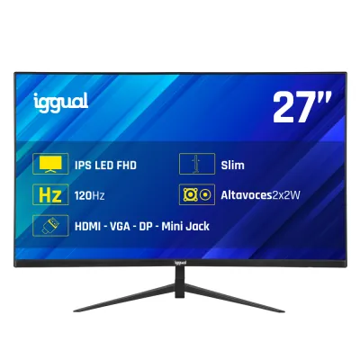 Monitor iggual ML27SDP 27" Full HD 1920x1080 120Hz IPS 1ms VGA HDMI DisplayPort Negro