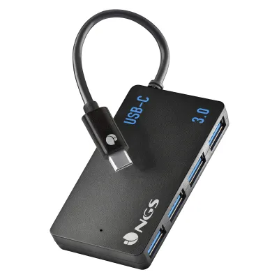 Hub USB NGS Wonder 4 4 puertos USB-C Negro