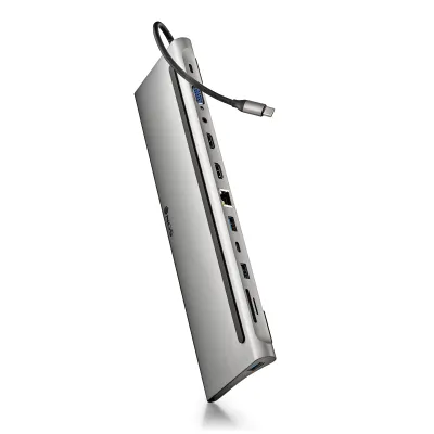 Hub USB NGS WONDERDOCK12 USB-C 12 en 1 2 HDMI DisplayPort VGA Ethernet Plata