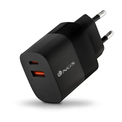 Cargador de pared NGS BUD33W USB-C USB-A Negro