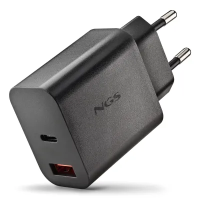 Cargador de pared NGS ERA 20W USB-C USB-A Negro