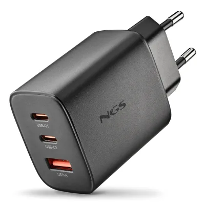 Cargador de pared NGS ERA 65W USB-C USB-A Negro