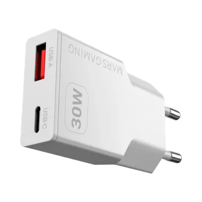 Cargador de pared Mars gaming MD-GAN30 USB-C USB-A Blanco 30W
