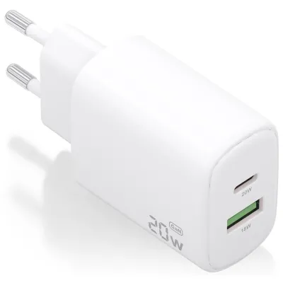 Cargador de pared Aisens A110-0909 USB-C USB-A Blanco 20W