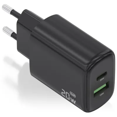 Cargador de pared Aisens A110-0910 USB-C USB-A Negro 20W
