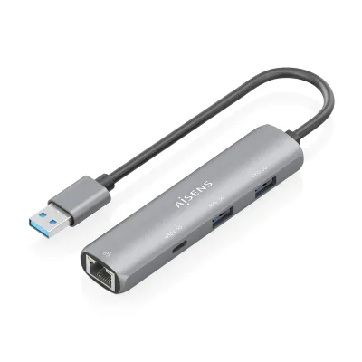 Hub USB AISENS USB 3.0 USB-A a Ethernet Gigabit 1xUSB-C 2xUSB-A Gris