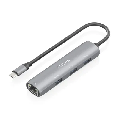 Hub USB-C AISENS Ethernet Gigabit 3xUSB-A Gris